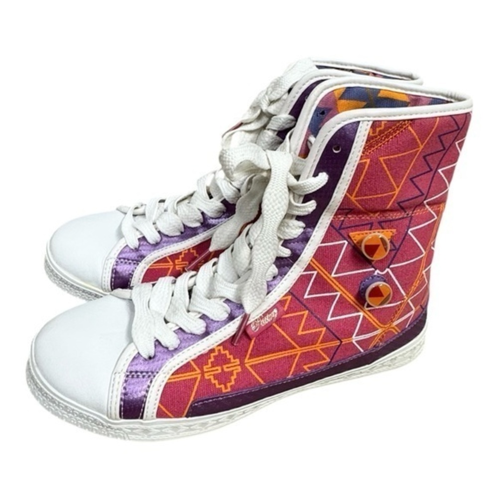 Pastry Retro High Top Sneaker Women’s Size 8 Colorful Geometric Design